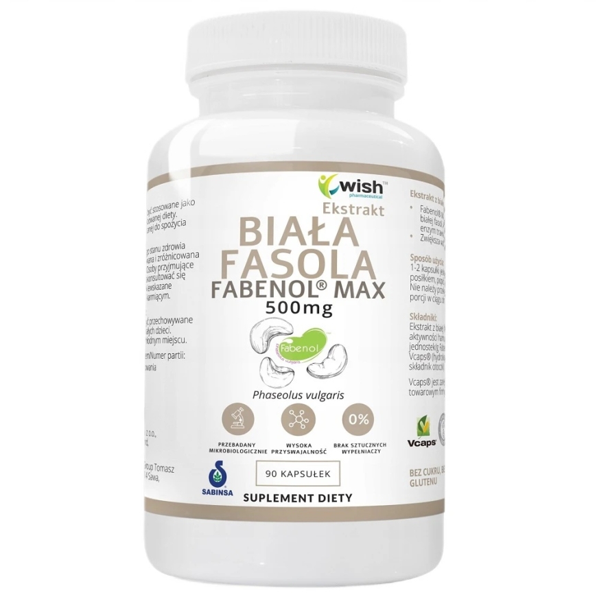 Wish Pharmaceutical Baltoji pupelė Ekstraktas Fabenol® Max 500 mg maisto papildas 90 kapsulių