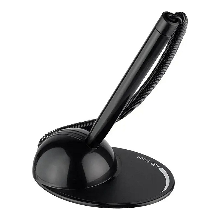 Ballpoint pen ICO T-PEN 0.8mm with self-adhesive holder and extendable connecting cord, black body, blue ink