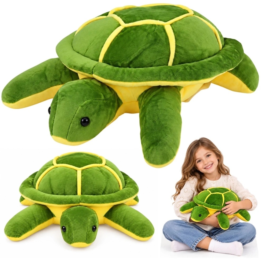 Lean Toys Pehmolelu kilpikonna, vihreä keltaisilla yksityiskohdilla, 33 x 30 x 12 cm – 2