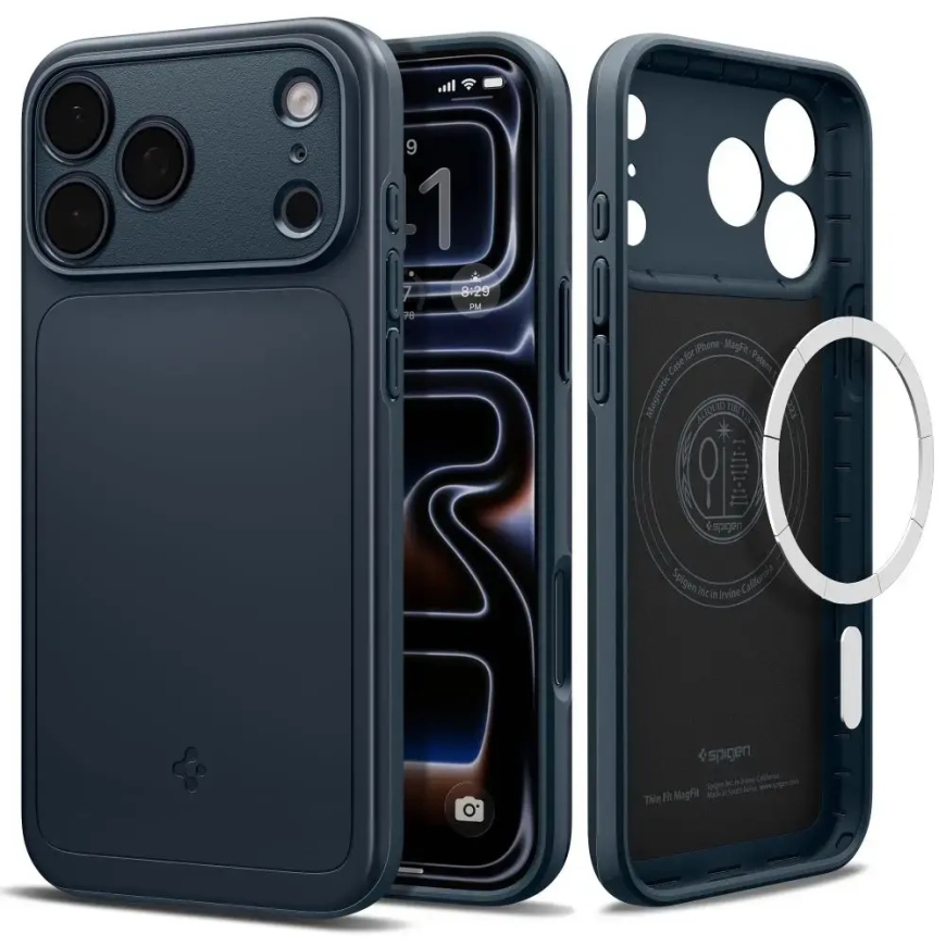 Spigen Thin Fit phone case with MagSafe support for iPhone 17 Pro Max | iPhone 18 Pro Max gray