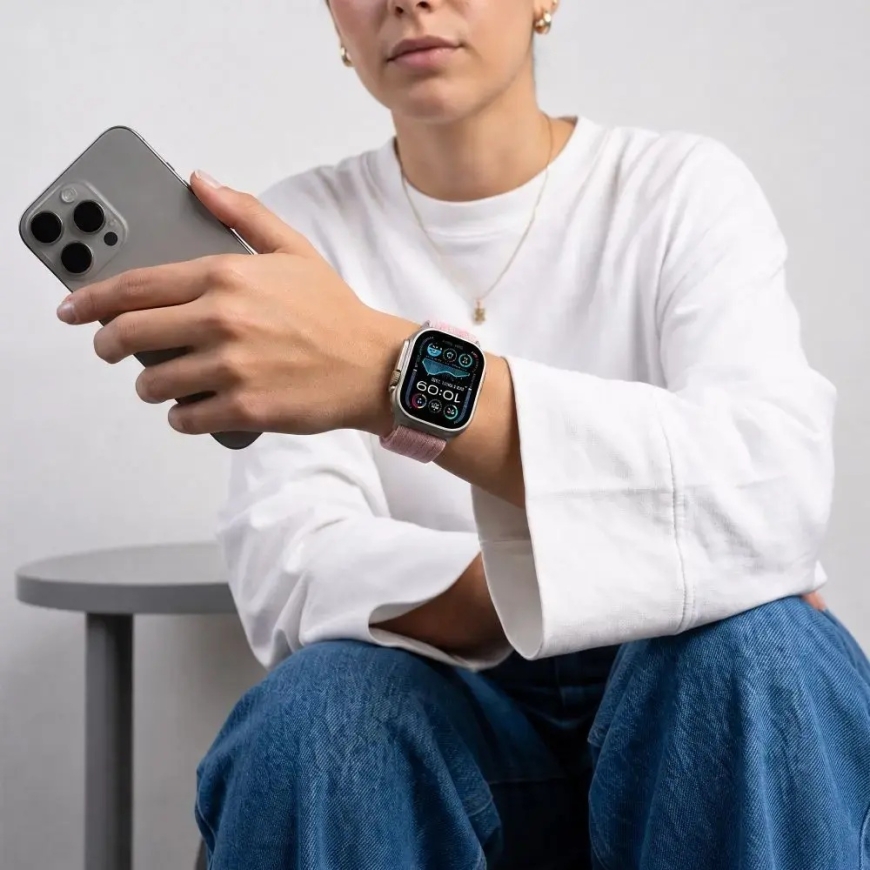 Tech-Protect Nylon Sport ремешок для умных часов Apple Watch 8/9/10/11/SE/Ultra (44/45/46/49 mm) | нейлоновый | розовый – 5