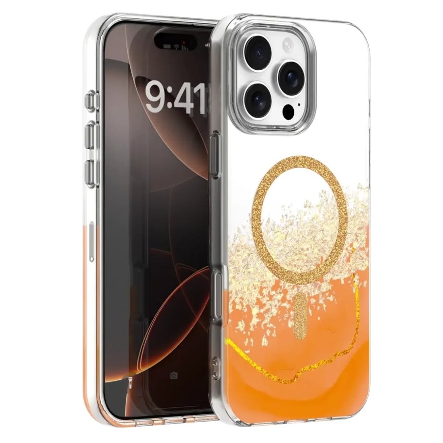 Epoxy Mag phone case with MagSafe support for iPhone 16 Pro Max orange
