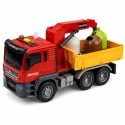 Lean Toys Mänguasi Prügiauto koos Kraana ja Valguse ning Heliefektidega, Punane ja Kollane, 30 × 14 × 11 cm