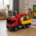 Lean Toys Игрушечный мусоровоз с краном и световыми и звуковыми эффектами, красный и желтый, 30 × 14 × 11 см Lean Toys Игрушечный мусоровоз с краном и световыми и звуковыми эффектами, красный и желтый, 30 × 14 × 11 см
