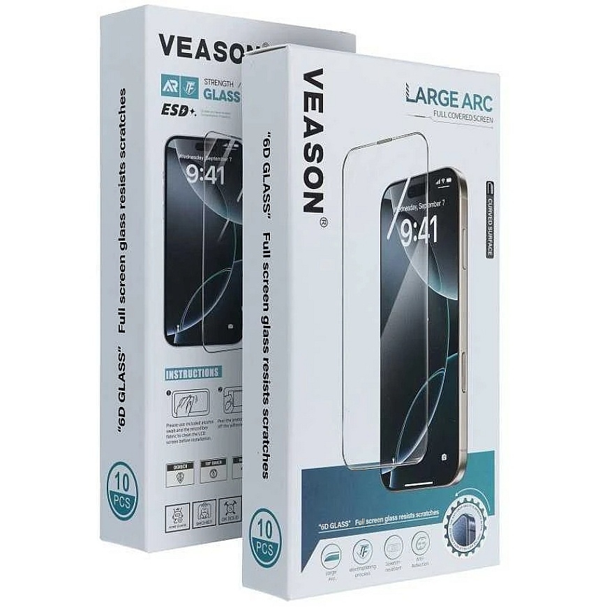 6D Veason Pro Glass (10 vienību komplekts) – paredzēts iPhone 13, melns