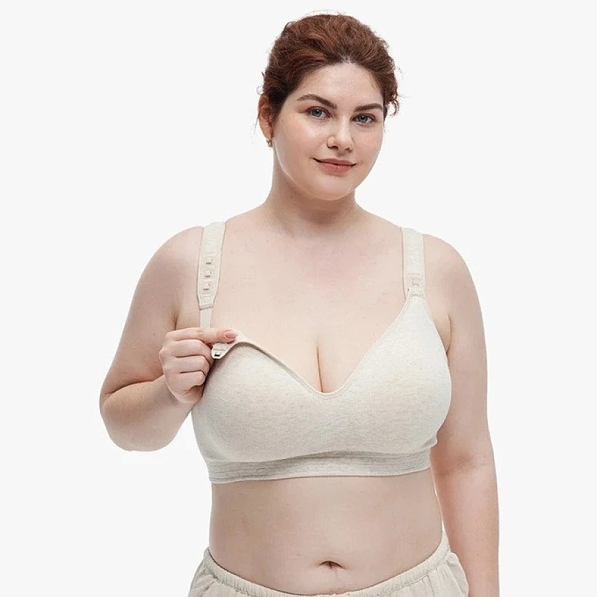 MOMCOZY ХЛОПОЧНАЯ ГРУДНИК ДЛЯ БОЛЬШИХ ГРУДИ BUSTY, ОВСЯНКА, XL РАЗМЕР