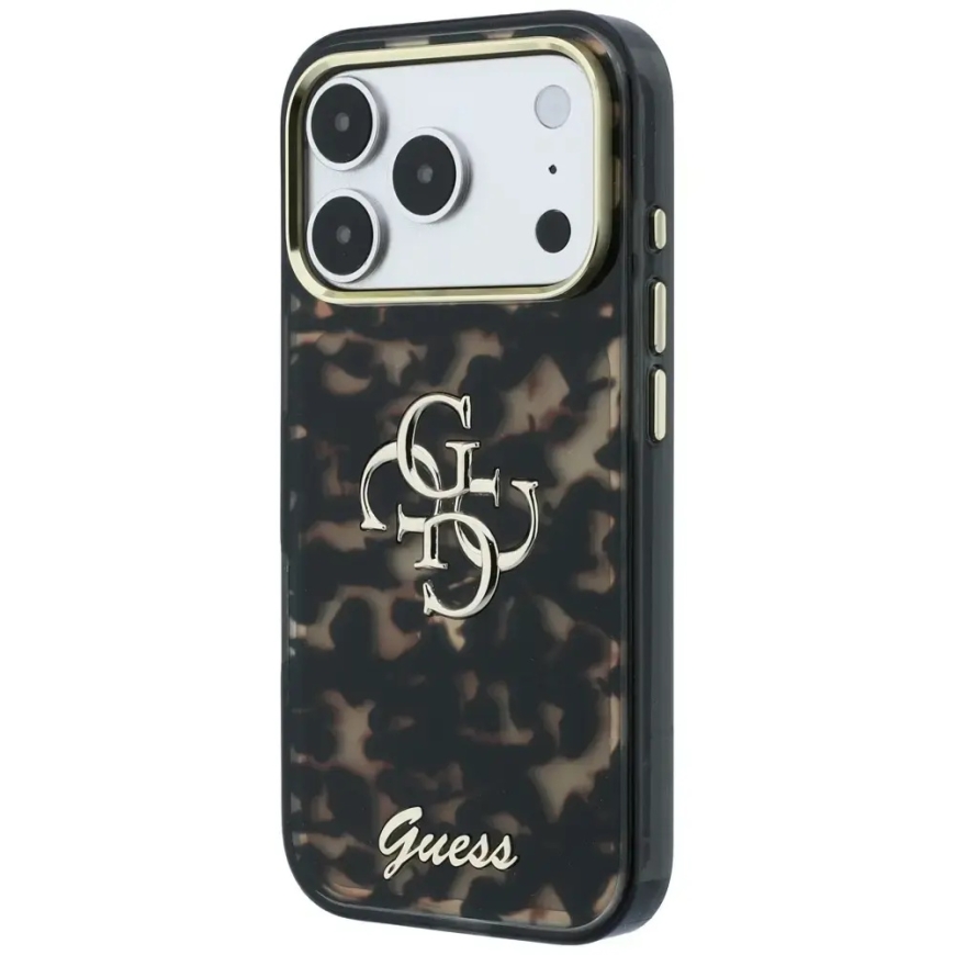 Guess IML 4G Script Metal telefono dėklas iPhone 17 Pro Max | iPhone 18 Pro Max juodas rudas – 2