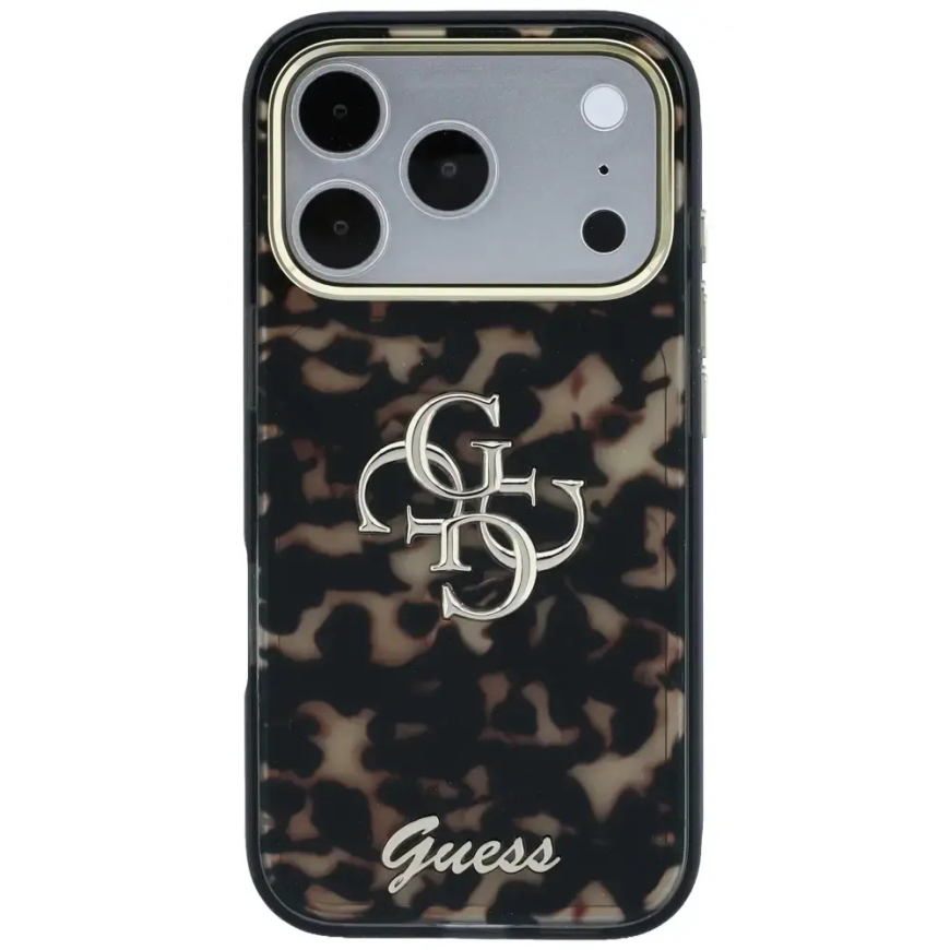 Guess IML 4G Script Metal -puhelinsuojus iPhone 17 Pro Max:lle | iPhone 18 Pro Max musta ruskea – 3