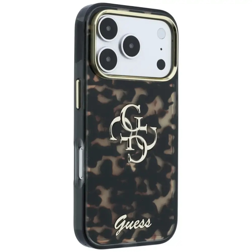 Guess IML 4G Script Metal telefono dėklas iPhone 17 Pro Max | iPhone 18 Pro Max juodas rudas – 4