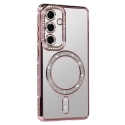 Bling-puhelinosa MagSafe-tuen kanssa Samsung Galaxy S26:lle (S942) vaaleanpunainen Bling-puhelinosa MagSafe-tuen kanssa Samsung Galaxy S26:lle (S942) vaaleanpunainen