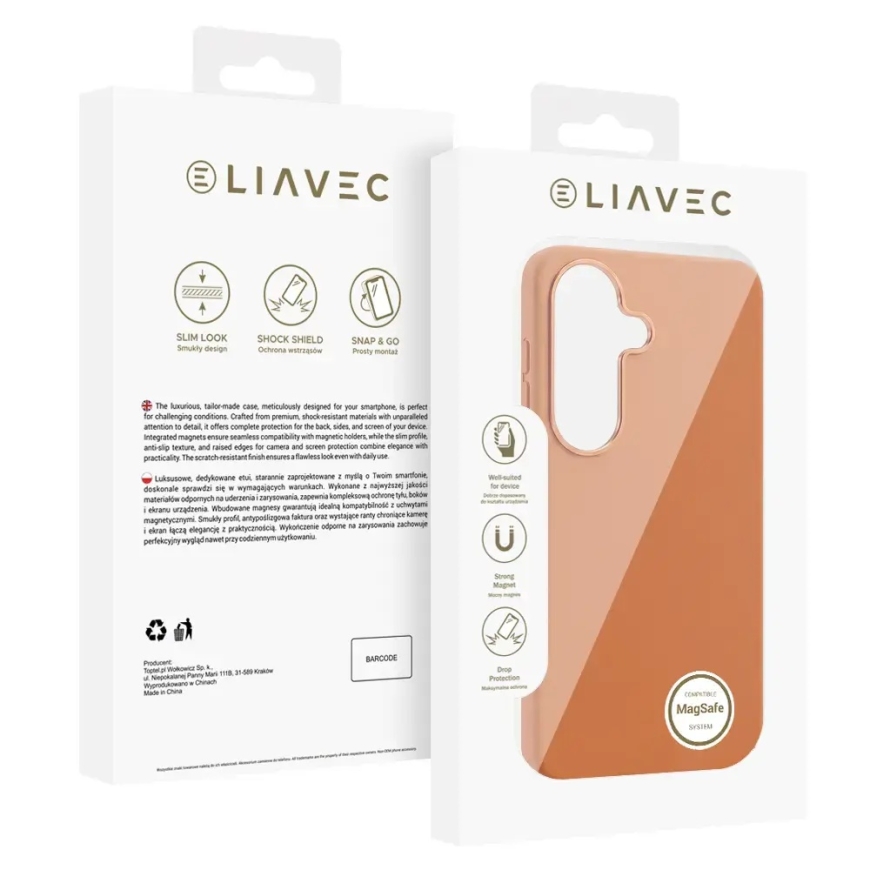 Liavec Silky puhelimen kuori MagSafe-tuella Samsung Galaxy S26+:lle (S947) oranssi – 5
