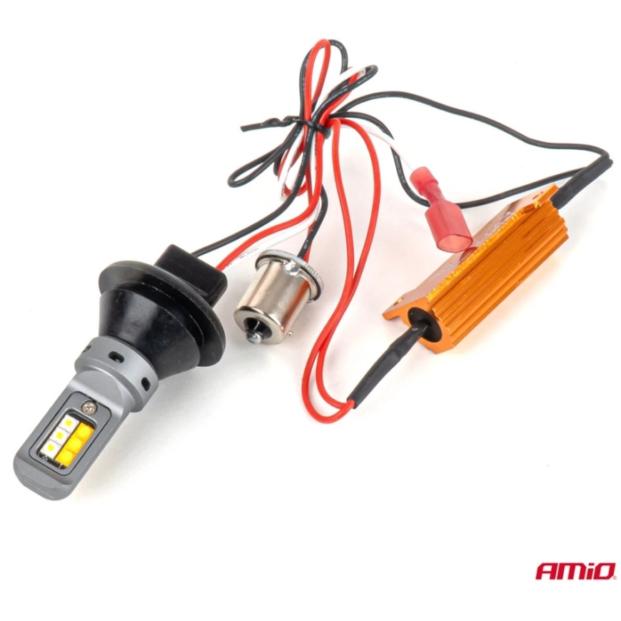 2 vienā dienas gaismas diodes + pagrieziena rādītāji DRL CANBUS 1156 3535 12SMD 12V 24V AMIO-05005 – 2