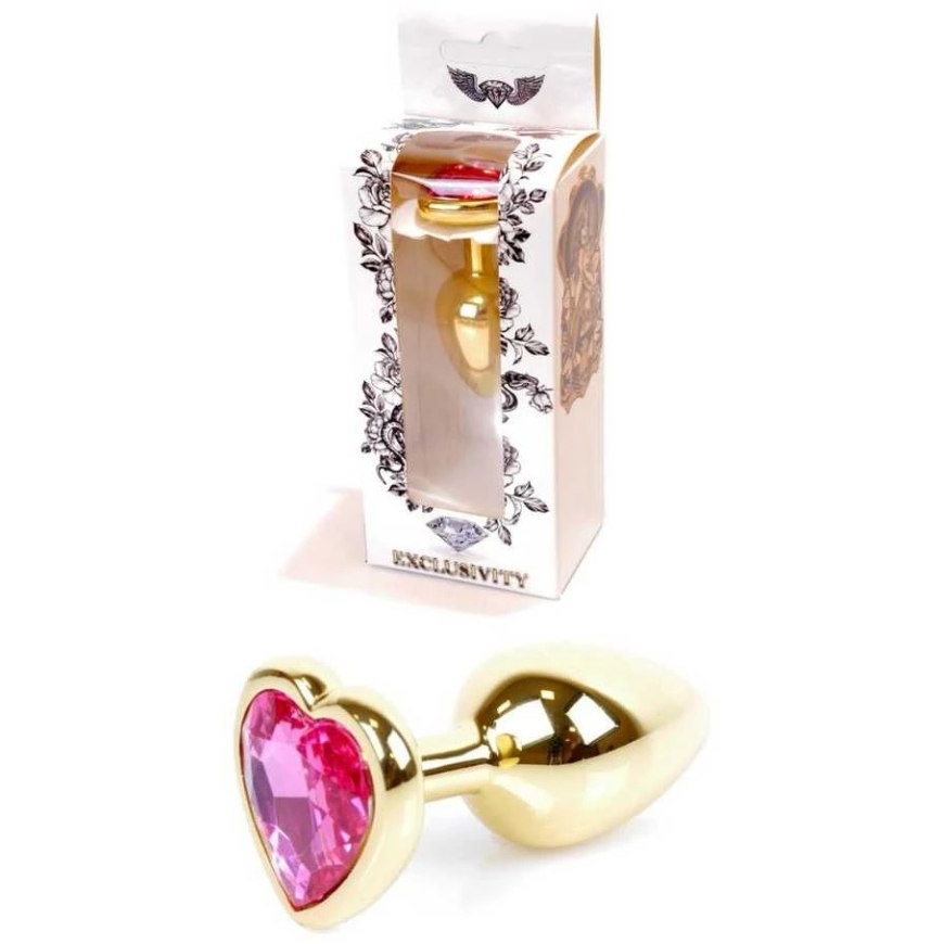 B Series Heavyfun B Series Heavyfun Steel Gold Anal Plug with Crystal Heart 7cm