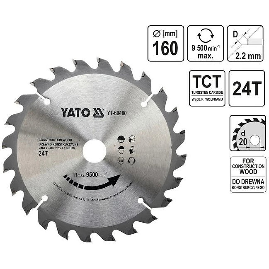 Yato WIDI WOOD SHIELD 160X24TX20MM – 2