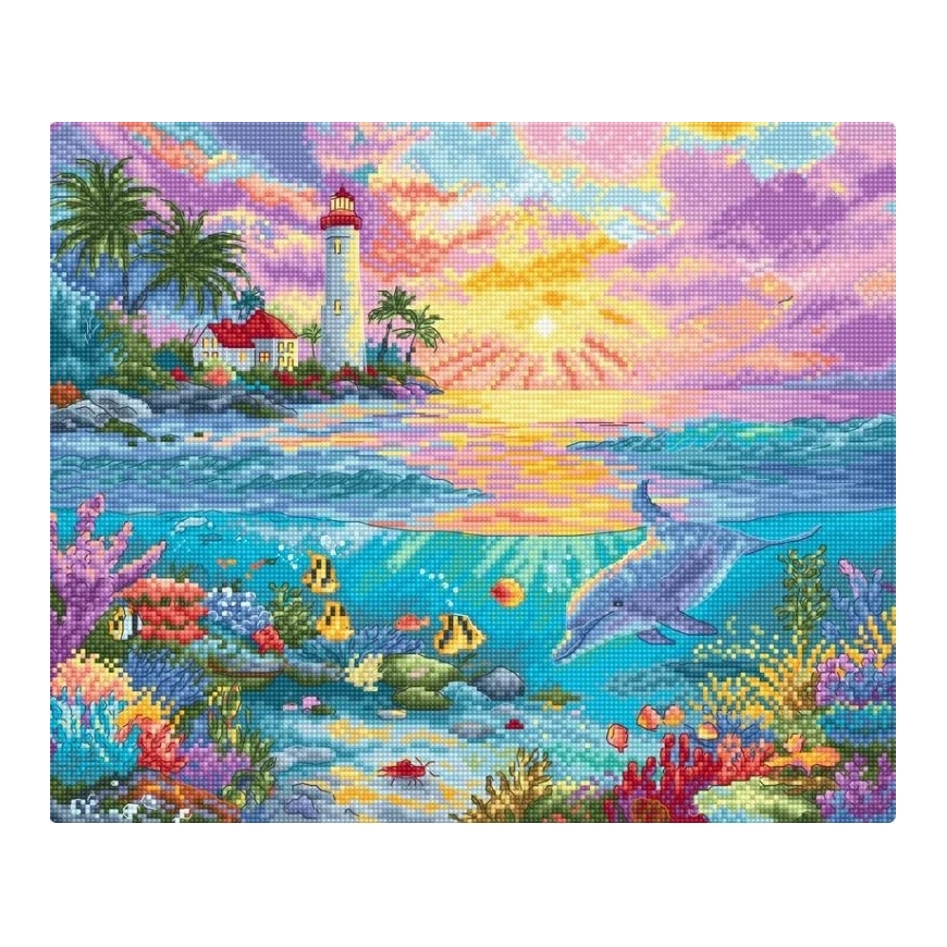 Letistitch Siuvinėjimo kryželiu rinkinys „Delfinų rojus“ 29x24 cm – 2