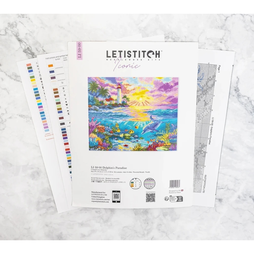 Letistitch Tikkimise ristpistes komplekt „Delfiinide paradiis“ 29x24 cm – 5