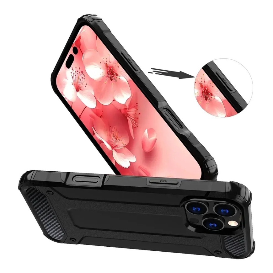 Hybrid Armor telefono dėklas iPhone 16 Pro juodas – 4