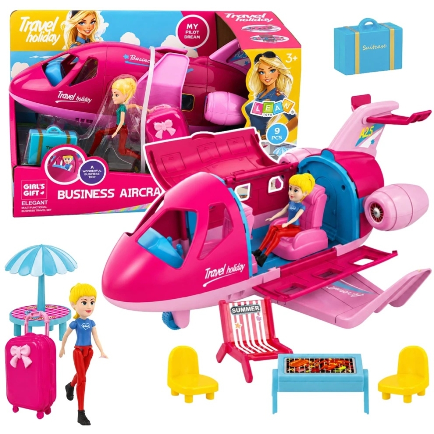 Lean Toys Lėktuvas lėlėms rožinis 9 vnt.