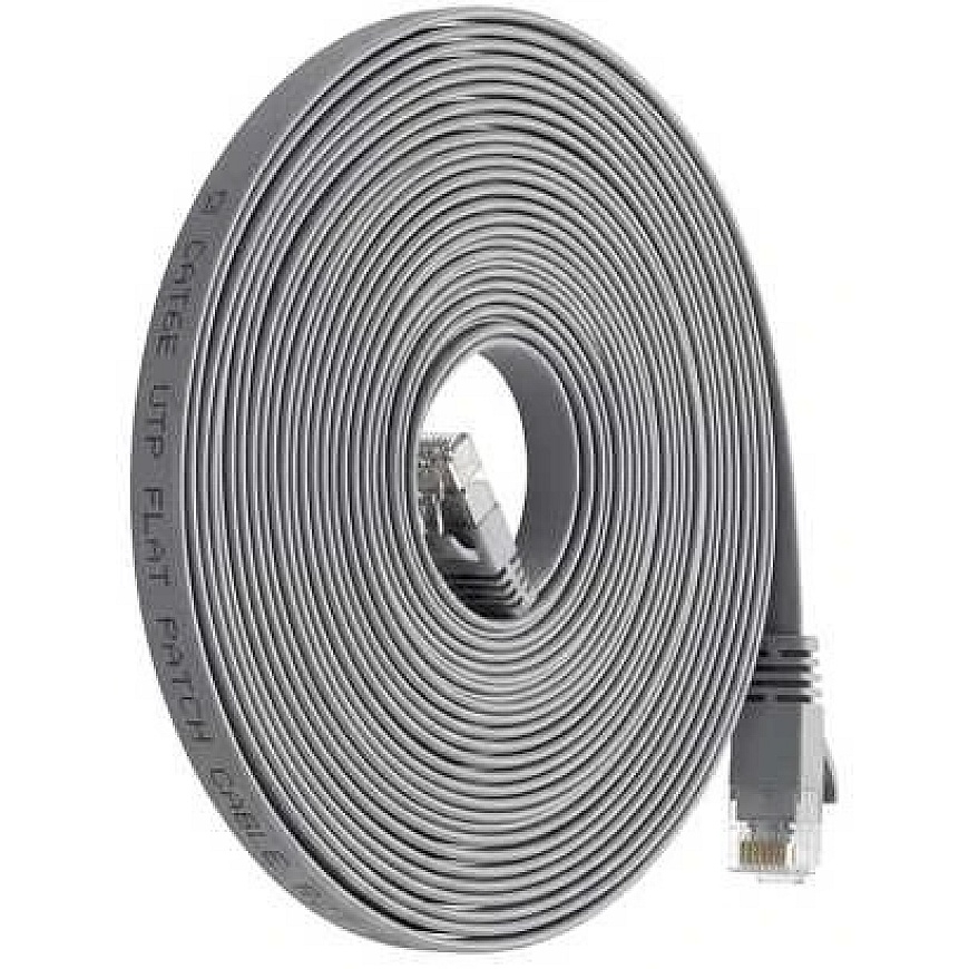 Spacetronik RJ45 CAT 6a U/UTP AWG32 plokščias pilkas kabelis 15 m – 3