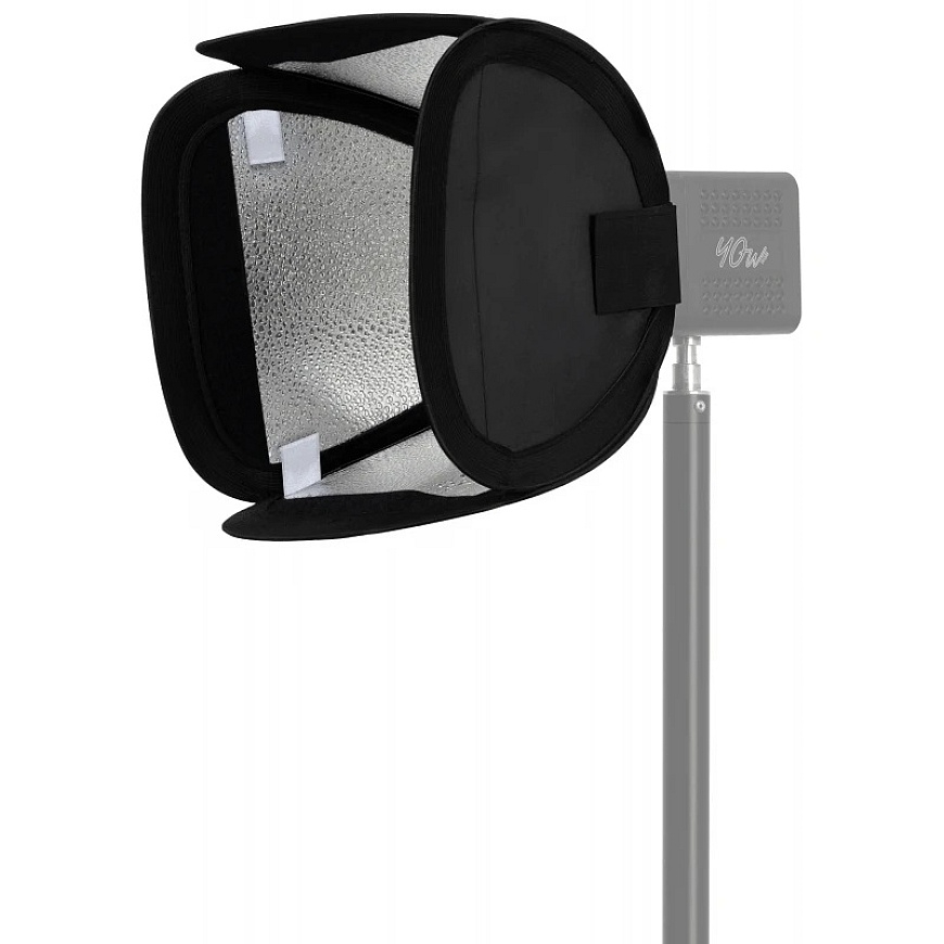 Valgusti modifikaator - Newell 25 cm Mini Bowensi ruudukujuline softbox Tara 40 RGB LED valgusele - koos restiga, must – 3