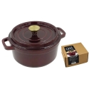 Round cast iron casserole pot with lid, 3.6L / 24cm, cherry red Round cast iron casserole pot with lid, 3.6L / 24cm, cherry red