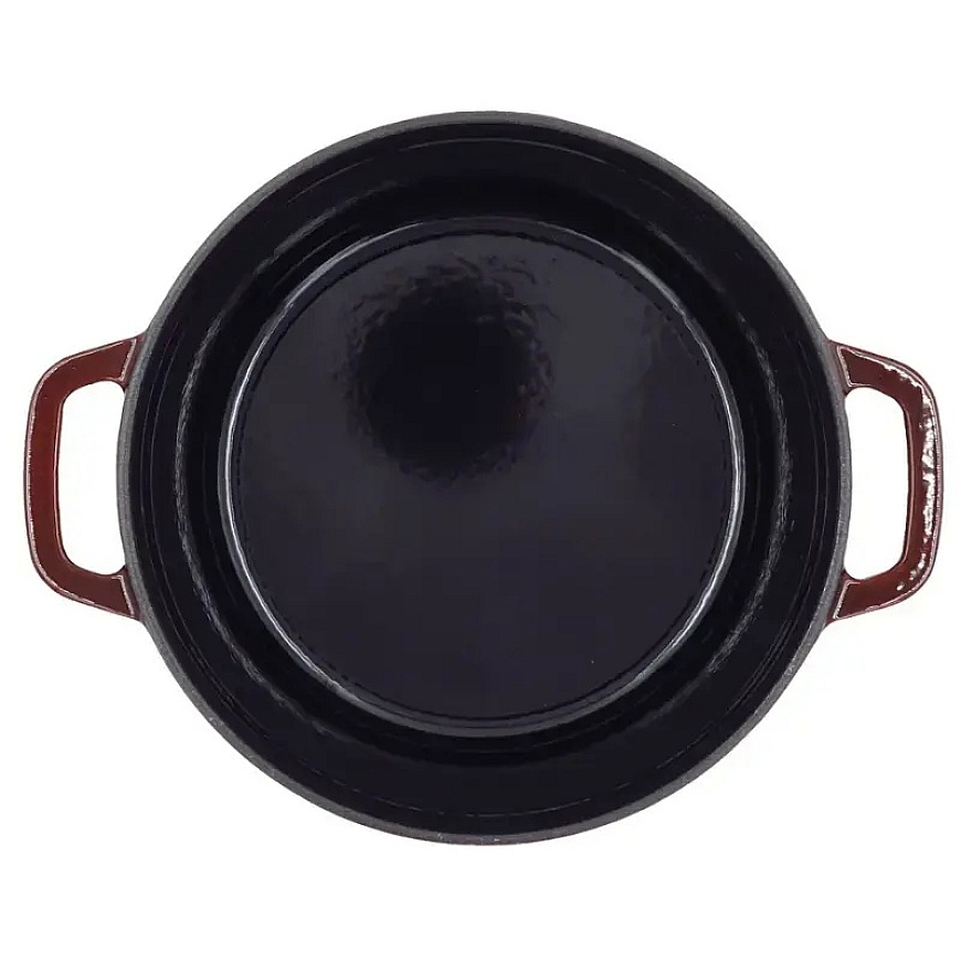 Round cast iron casserole pot with lid, 3.6L / 24cm, cherry red – 5