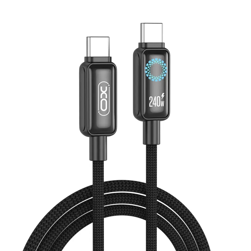 XO NB-Q312B data transfer and charging cable | USB-C to USB-C | PD | 240W | with LED display | 2m | black