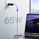Joyroom JR-TG10 65W GaN 2x USB-C + USB-A seinälaturi, 100W USB-C - USB-C 1,2 m kaapelilla - musta Joyroom JR-TG10 65W GaN 2x USB-C + USB-A seinälaturi, 100W USB-C - USB-C 1,2 m kaapelilla - musta