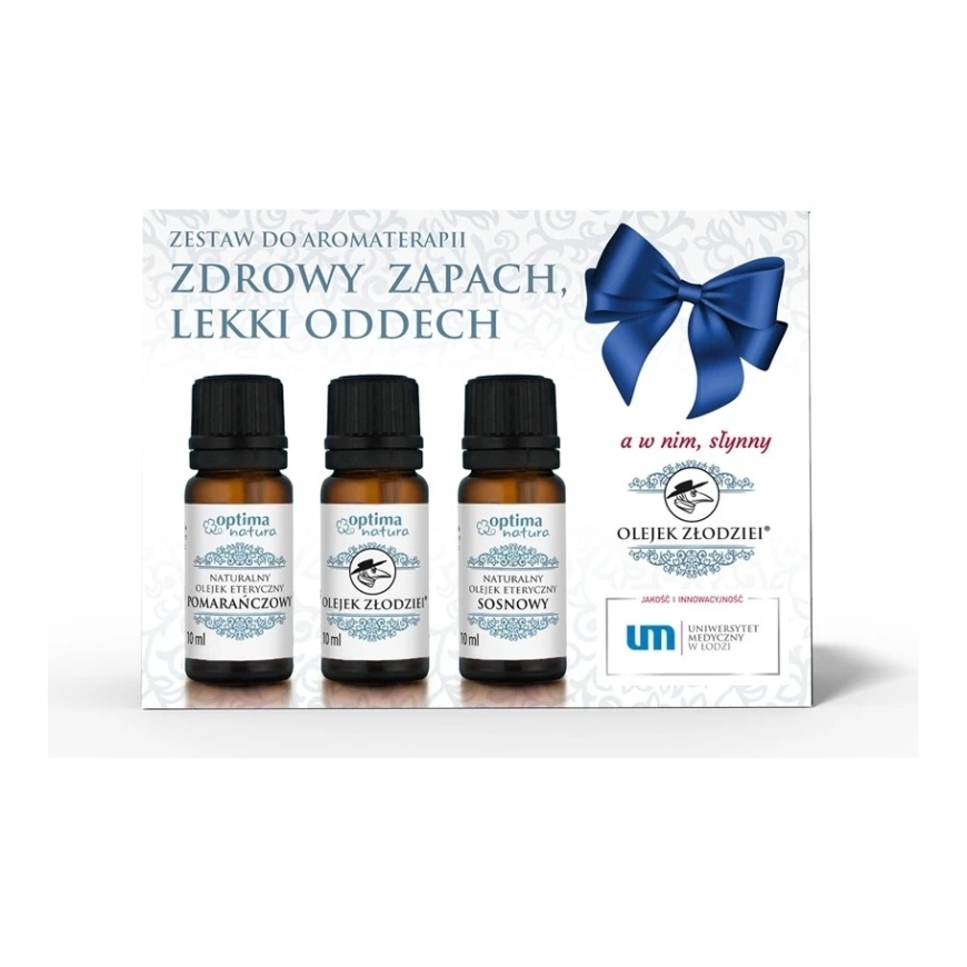 Optima Natura Healthy Aroma Easy Breathing Essential Oil Set for Aromatherapy Orange + Thyme + Pine 3x10ml