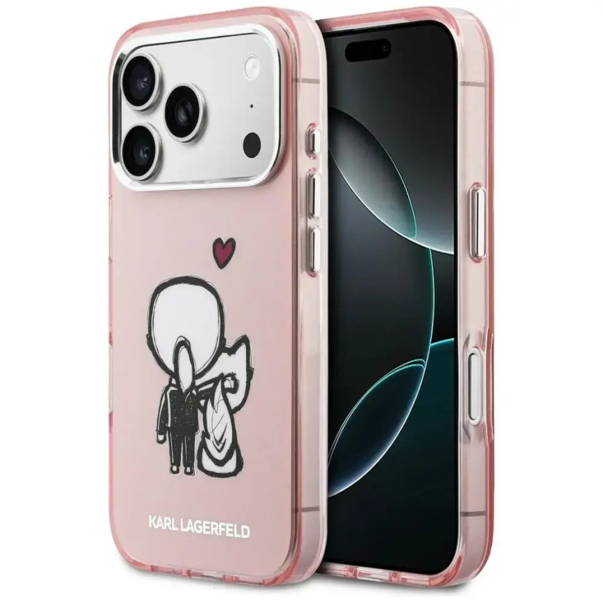 Karl Lagerfeld Karl & Choupette phone case with MagSafe support for iPhone 17 Pro pink