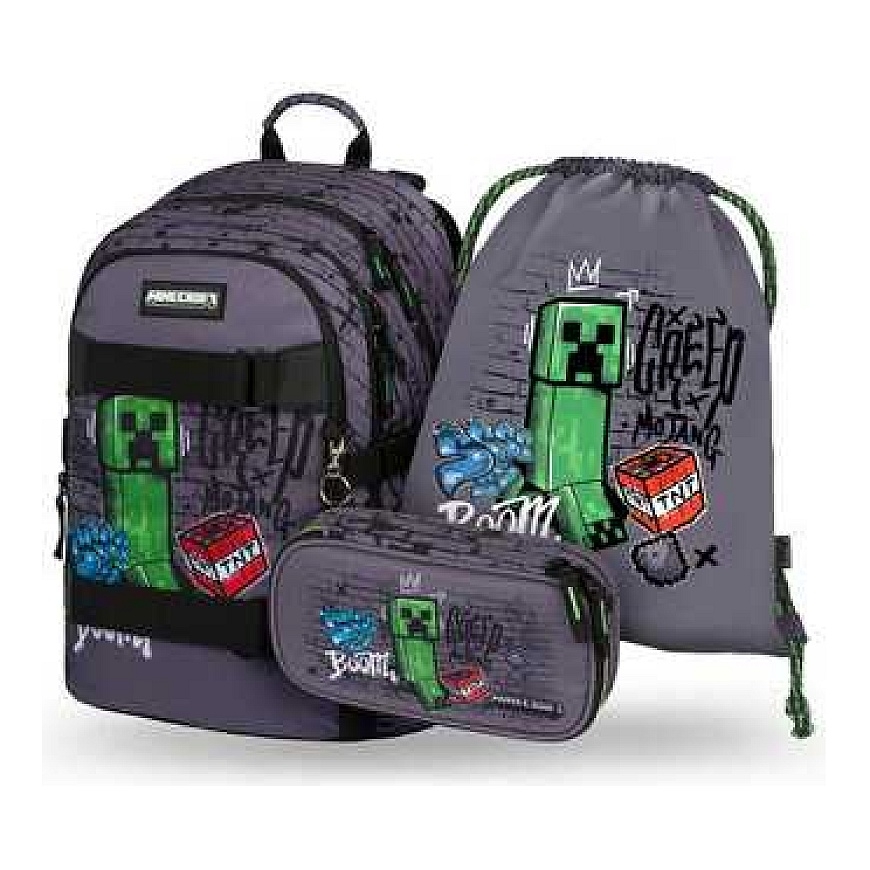 BAAGL KOMPLEKT 3 - Koolikomplekt Ruladade mäng Minecraft TNT: Seljakott