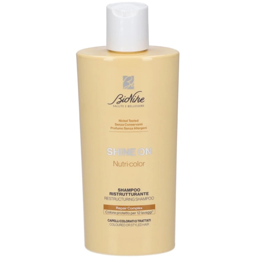 BioNike Shine On Nutri Post Colour Šampūns ar krāsas aizsardzību un barošanu, 200 ml