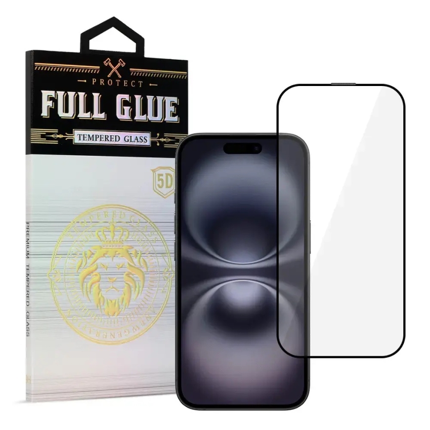 Cietais stikls HARD Full Glue 5D IPHONE 16 PLUS MELNS