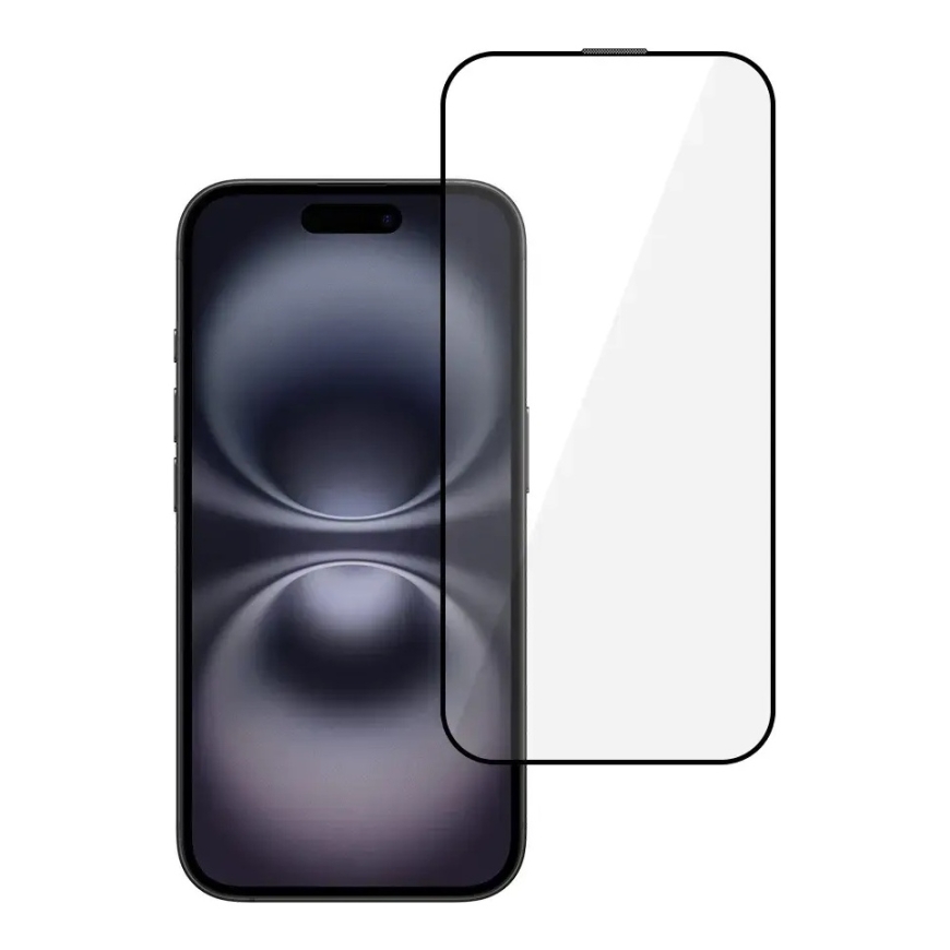 Cietais stikls HARD Full Glue 5D IPHONE 16 PLUS MELNS – 2