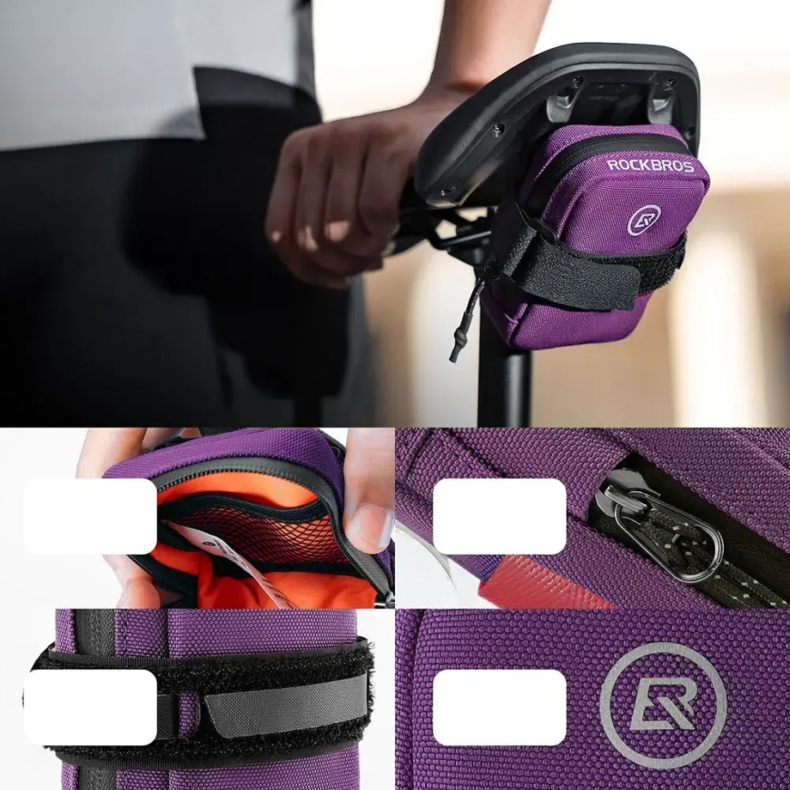 Dviratinė kuprinė Rockbros F006 po sėdyne 0,35 l - violetinė – 4