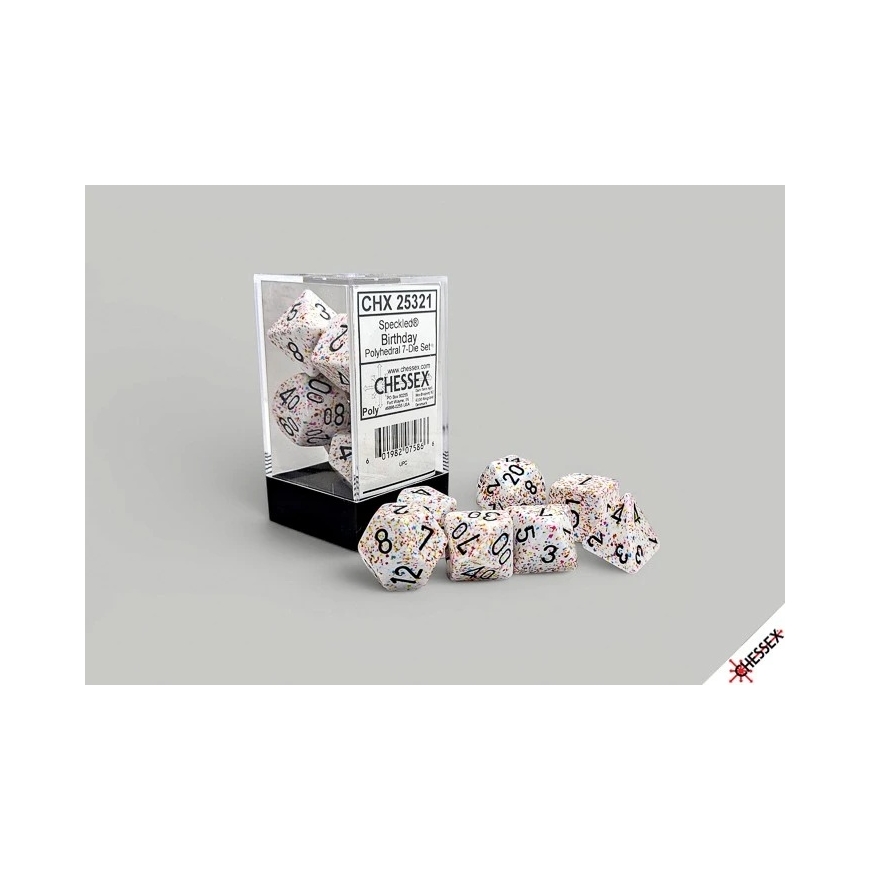 Chessex полиэдрический многоцветный набор данных на день рождения/черный из 7 кубиков – 2