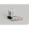 Chessex poliedru plankumainais dzimšanas dienas/melnais 7 kauliņu komplekts Chessex poliedru plankumainais dzimšanas dienas/melnais 7 kauliņu komplekts