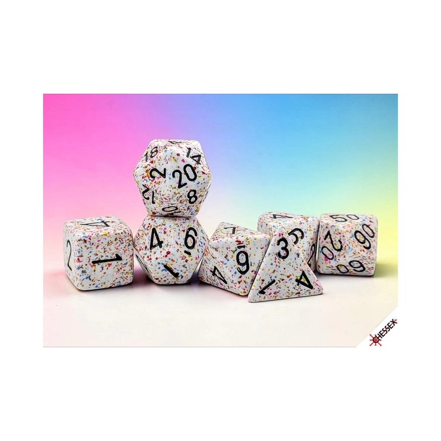 Chessex poliedru plankumainais dzimšanas dienas/melnais 7 kauliņu komplekts – 3
