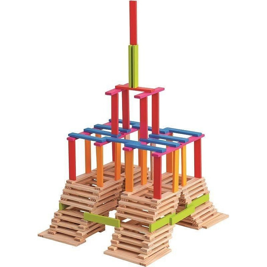 Woody 95004 Eco Wooden Educational Colorful Building Blocks (200 pcs) for children from 3 years old – 4