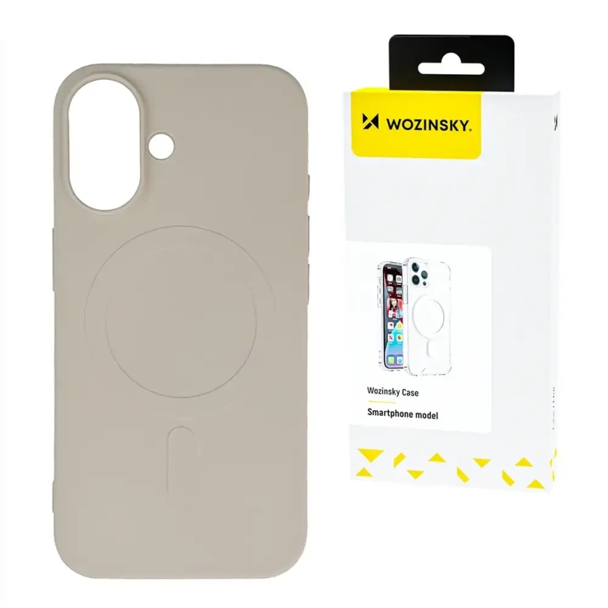 Wozinsky Silicone telefono dėklas su MagSafe palaikymu Samsung Galaxy S25 (S931) smėlio spalvos