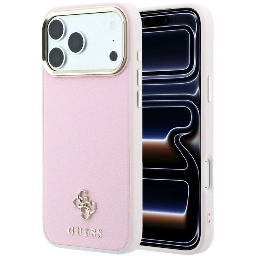 Чехол Guess Saffiano Small 4G & Classic Logo MagSafe для iPhone 18 Pro / 17 Pro, розовый – 2