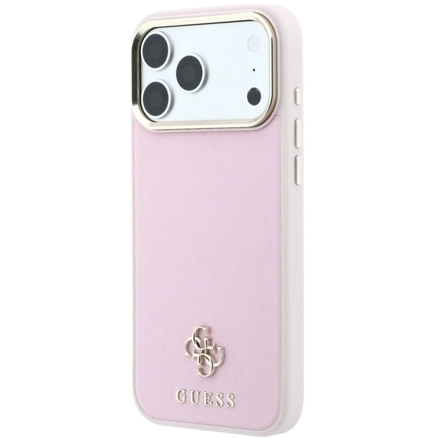 Чехол Guess Saffiano Small 4G & Classic Logo MagSafe для iPhone 18 Pro / 17 Pro, розовый – 3