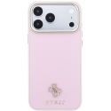 Guess Saffiano Small 4G & Classic Logo MagSafe maciņš iPhone 18 Pro / 17 Pro, rozā