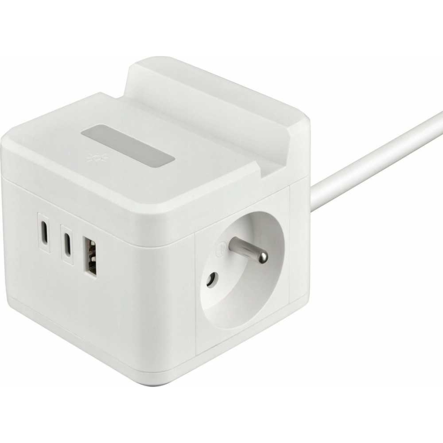 Viking virtalähde YC23H, 2x 230 V, 1x USB-A, 2x USB-C, kosketuslamp, jalustustoiminto, valkoinen – 2