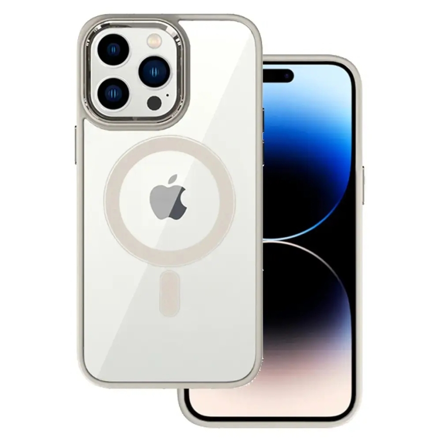 Tel Protect Magneettinen läpinäkyvä puhelimen suojakotelo MagSafe-tuella iPhone 13 Pro:lle harmaa