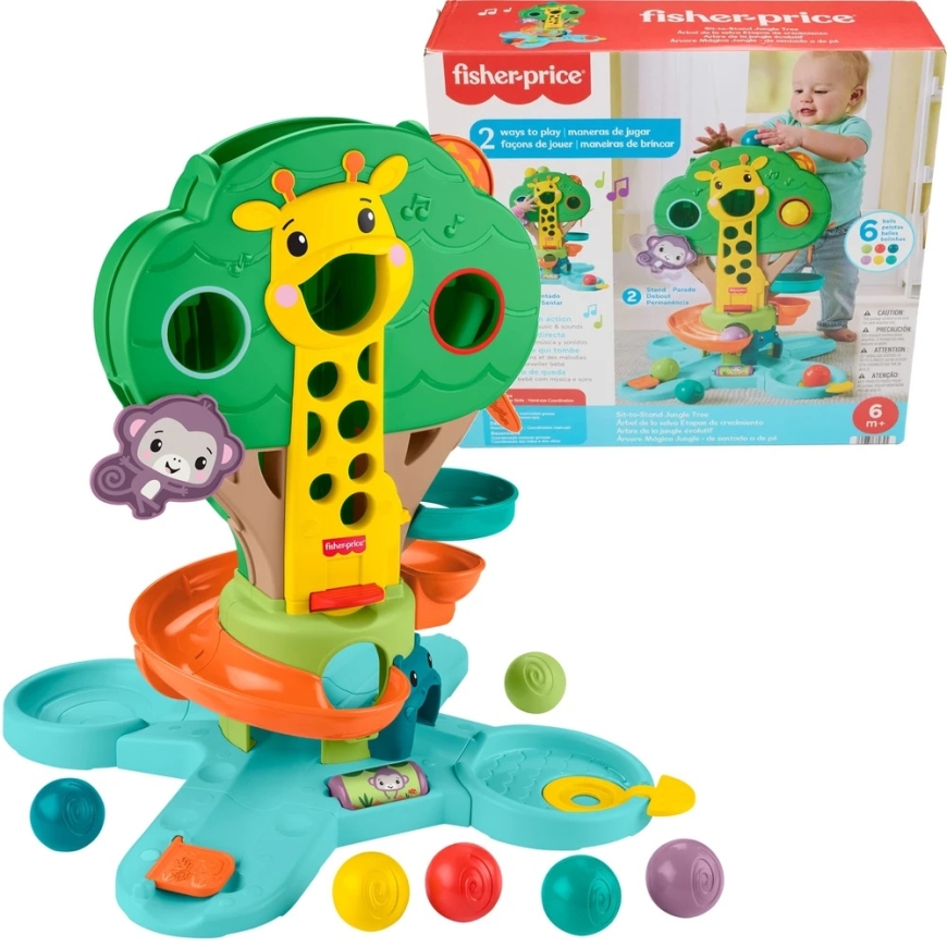 Mattel Medžio formos „Atsisėdus – atsistojus“ aktyvinantis žaidimų centras su kamuoliukais