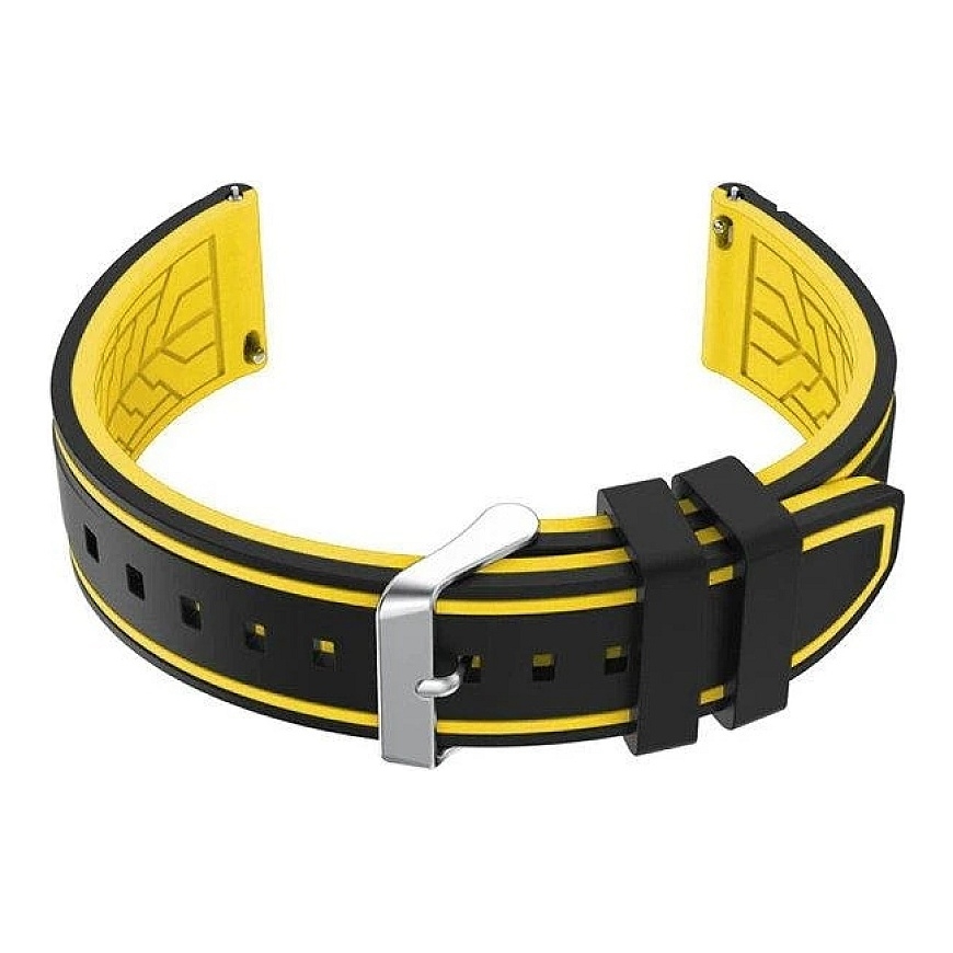 "Pacific U14" rubber watch strap - black/yellow - 20 mm
