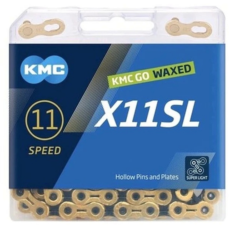 KMC X11SL Ti-N Gold/Black Waxed Chain – 2