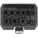 Toya Sa Poland Socket Set | E-Type Plus | 1/4", 3/8", 1/2" | EP4–EP32 | 19 pcs. (YT-05197) Toya Sa Poland Socket Set | E-Type Plus | 1/4", 3/8", 1/2" | EP4–EP32 | 19 pcs. (YT-05197)