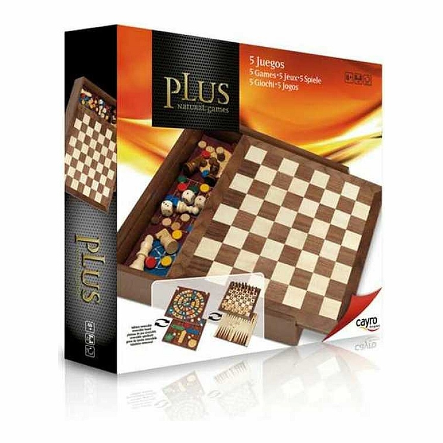 5 daļu galda spēļu komplekts Cayro Plus Koks 29 x 29 cm
